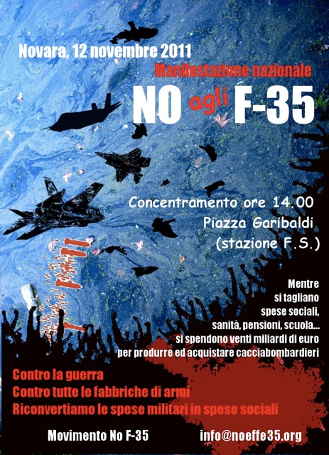 Oggi manifestazione nazionale a Novara: NO agli F-35
