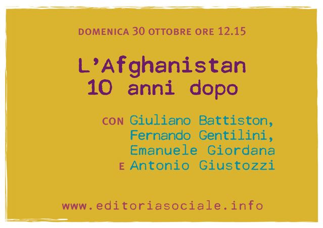 "L'Afghanistan dieci anni dopo" al Salone dell'editoria sociale, domenica 30 ottobre 2011
