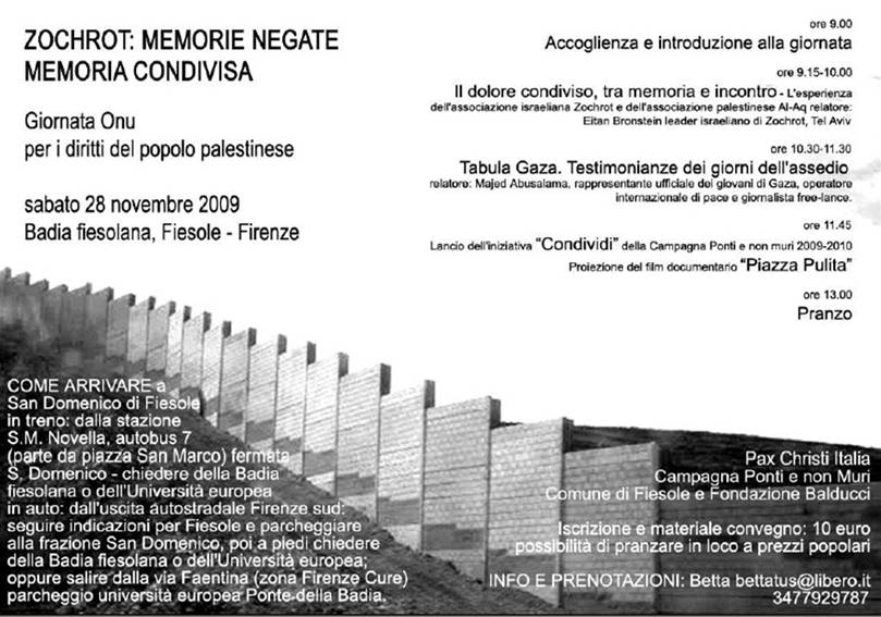 A Fiesole: GIORNATA ONU per i diritti del popolo palestinese